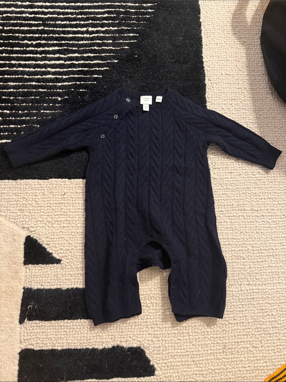 Crewcuts Navy Cable Knit One-Piece Bodysuit 100% cashmere Vince